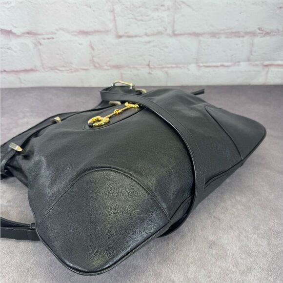 Gucci Sakai Calfskin Horsebit 1955 Cinch Top Messenger Bag Black - Picture 5 of 16